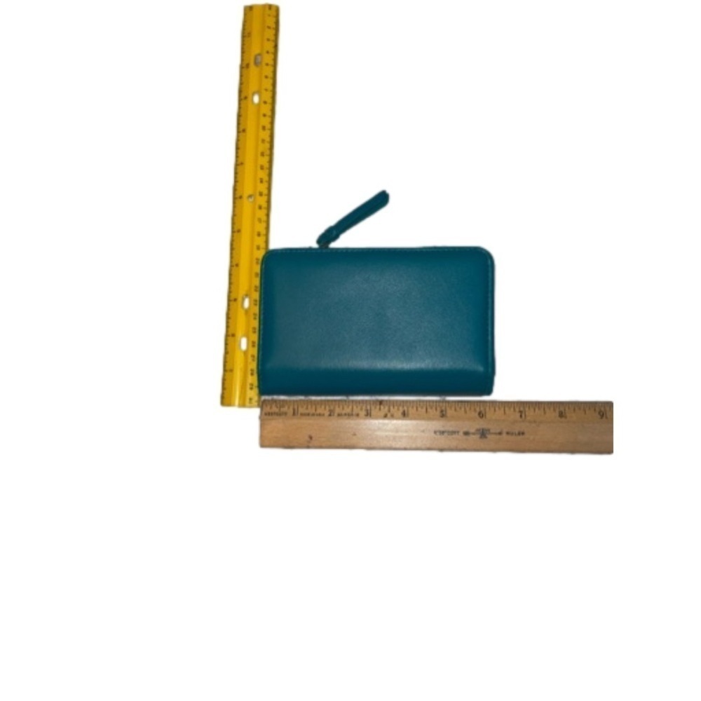 NWOT Unbranded Classic Grannycore Turquoise Green Credit Card/Money Wallet 6"x4" - Picture 6 of 7